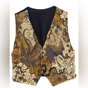 Vintage 80’s Kenar Beaded Vest with Colorful Peacock Design size S